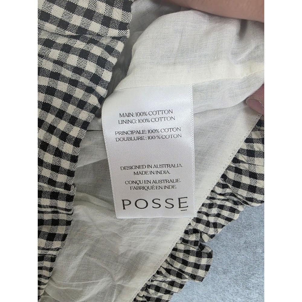 Posse Aurelia Strapless Gingham Cotton Top Peplum Womens M Chic - Picture 8 of 12